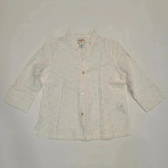 Eyelet Lace Tops Blouses Lot of 4 Ruby Rd. Petites White Hot Pink Turquoise 6 - Picture 12 of 16